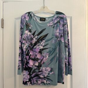 Bob Mackie floral print long sleeve top